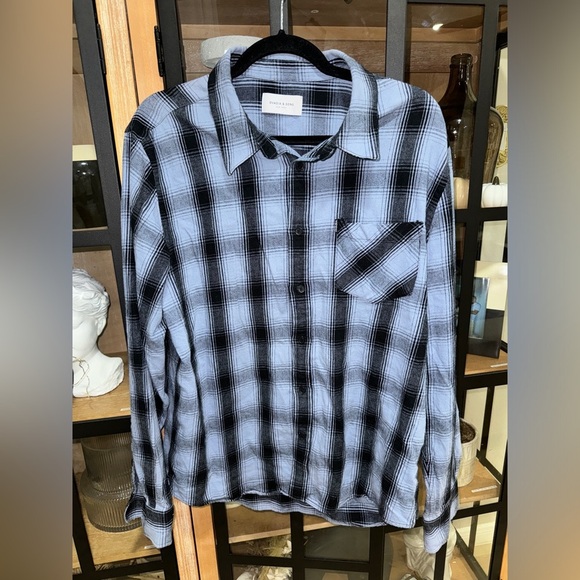 Ovadia & Sons Button Down Flannel Shirt long sleeve plaid windowpane sweater - Picture 2 of 8